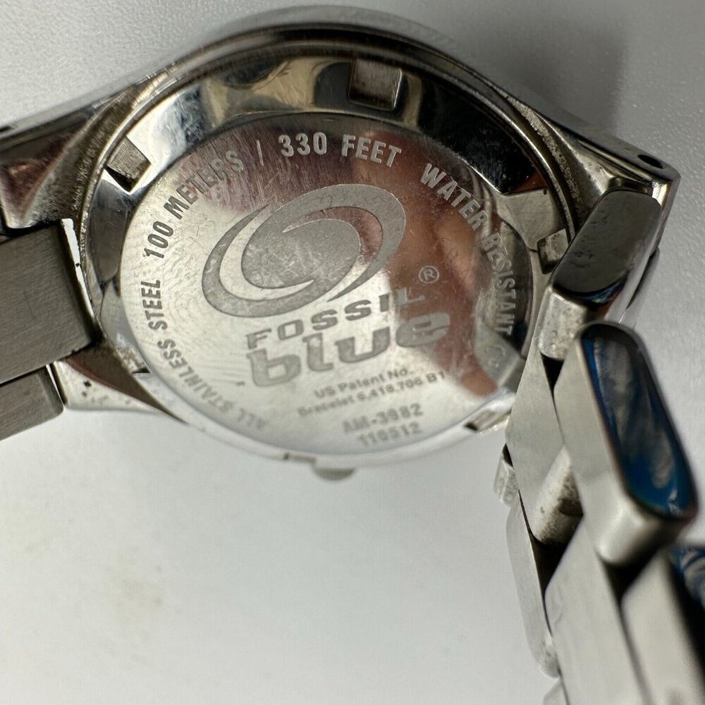 3/$30 Fossil Watch Women Silver Tone White Dial Date Flawed Crystal 7.25" - Picture 5 of 14